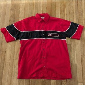 Winner's circle red black white short sleeve button down shirt dale jr Budweiser